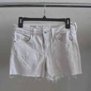Pilcro and the Letterpress White Cut Off Mid Rise Slim Jean Shorts